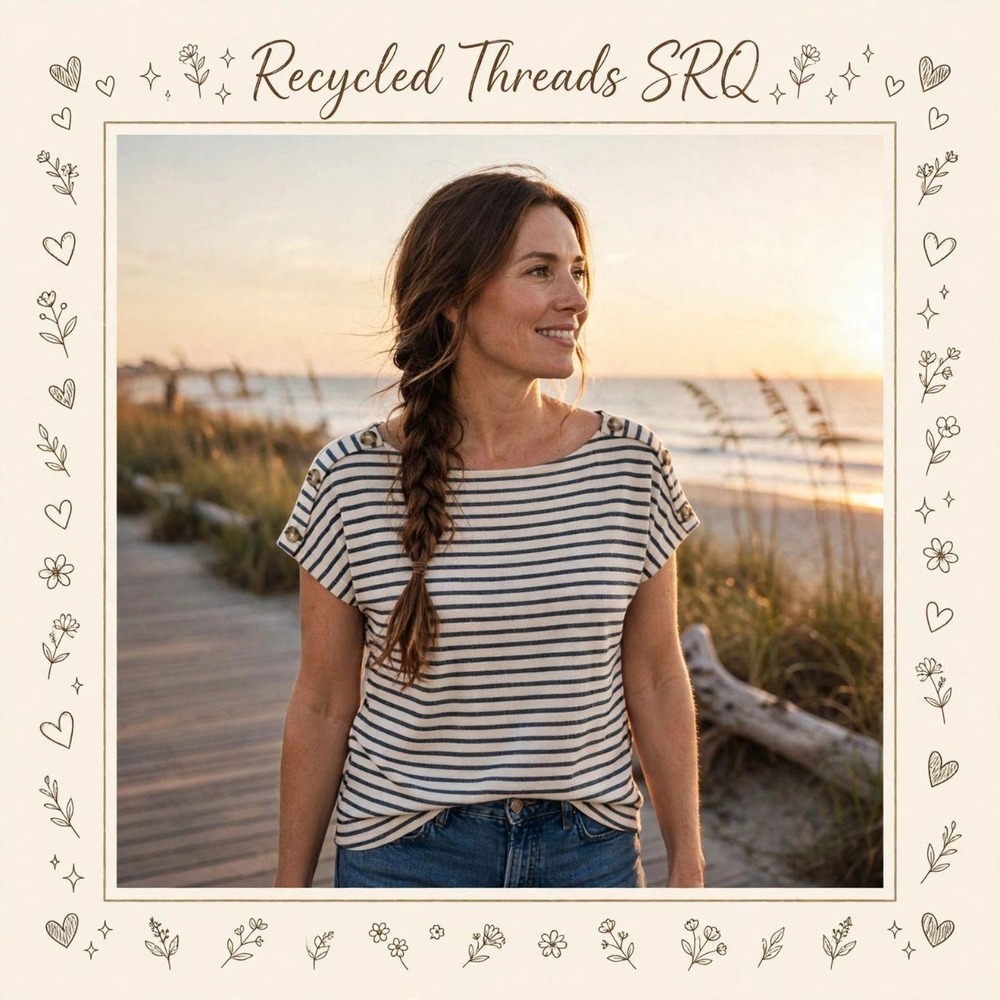 Above And Beyond Striped Short Sleeve Boatneck Top Cream Black Petite Large